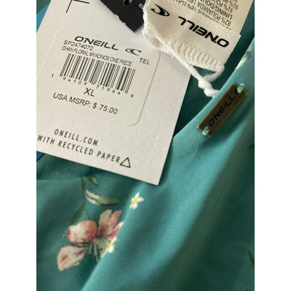 ONeill Sz XL One Piece Floral Swimsuit Green Bathing Suit NWT - Picture 6 of 6
